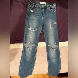 Garage Distressed Ripped Medium Blue Skinny Jeans
